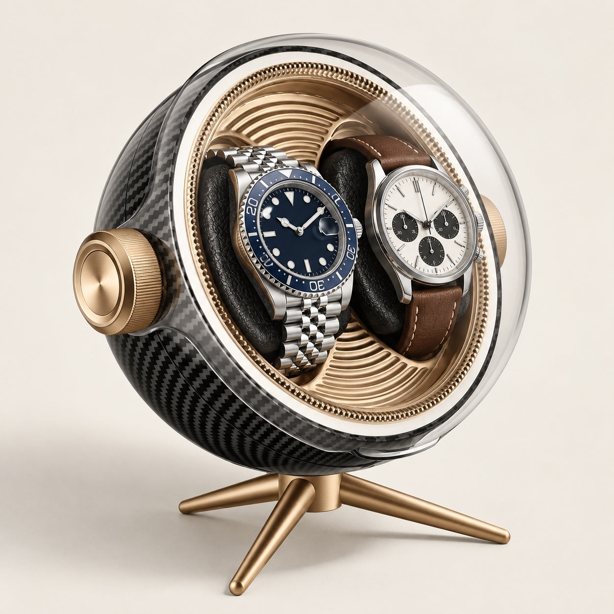 Double watch winder with two unbranded watches